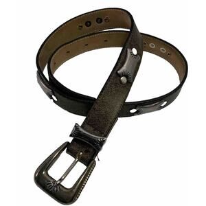 Women's Faux Leather Embossed Brown Belt With Silver Accents Size XL